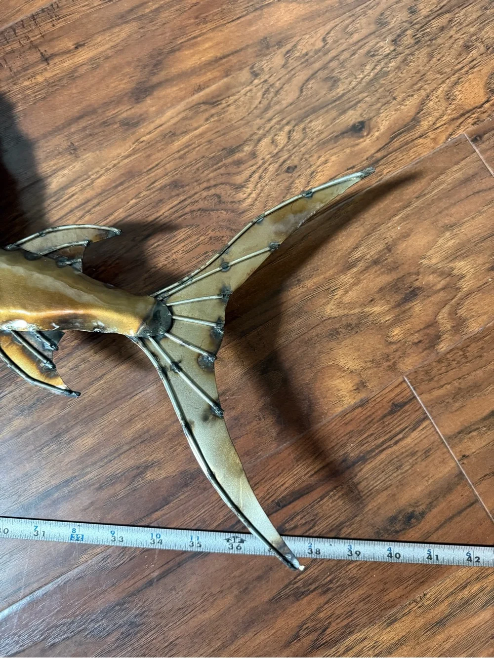 Metal Sailfish Wall Sculpture Brass Color  38 In.  Coastal Folk Art